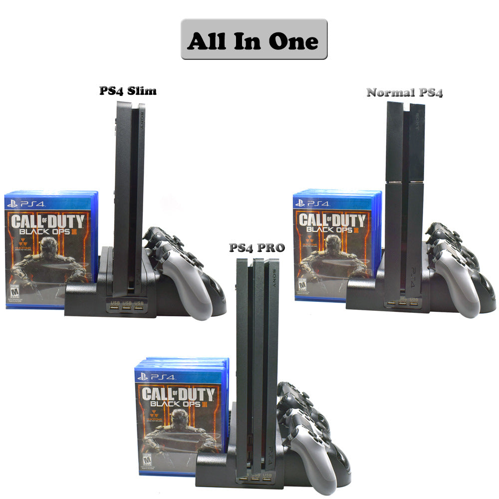 PS4 slim pro host cooling fan bracket game disc rack PS4 handle seat charging double charging storage rack