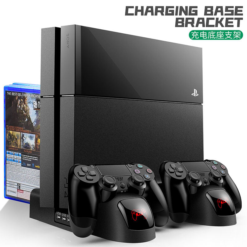 PS4 slim pro host cooling fan bracket game disc rack PS4 handle seat charging double charging storage rack