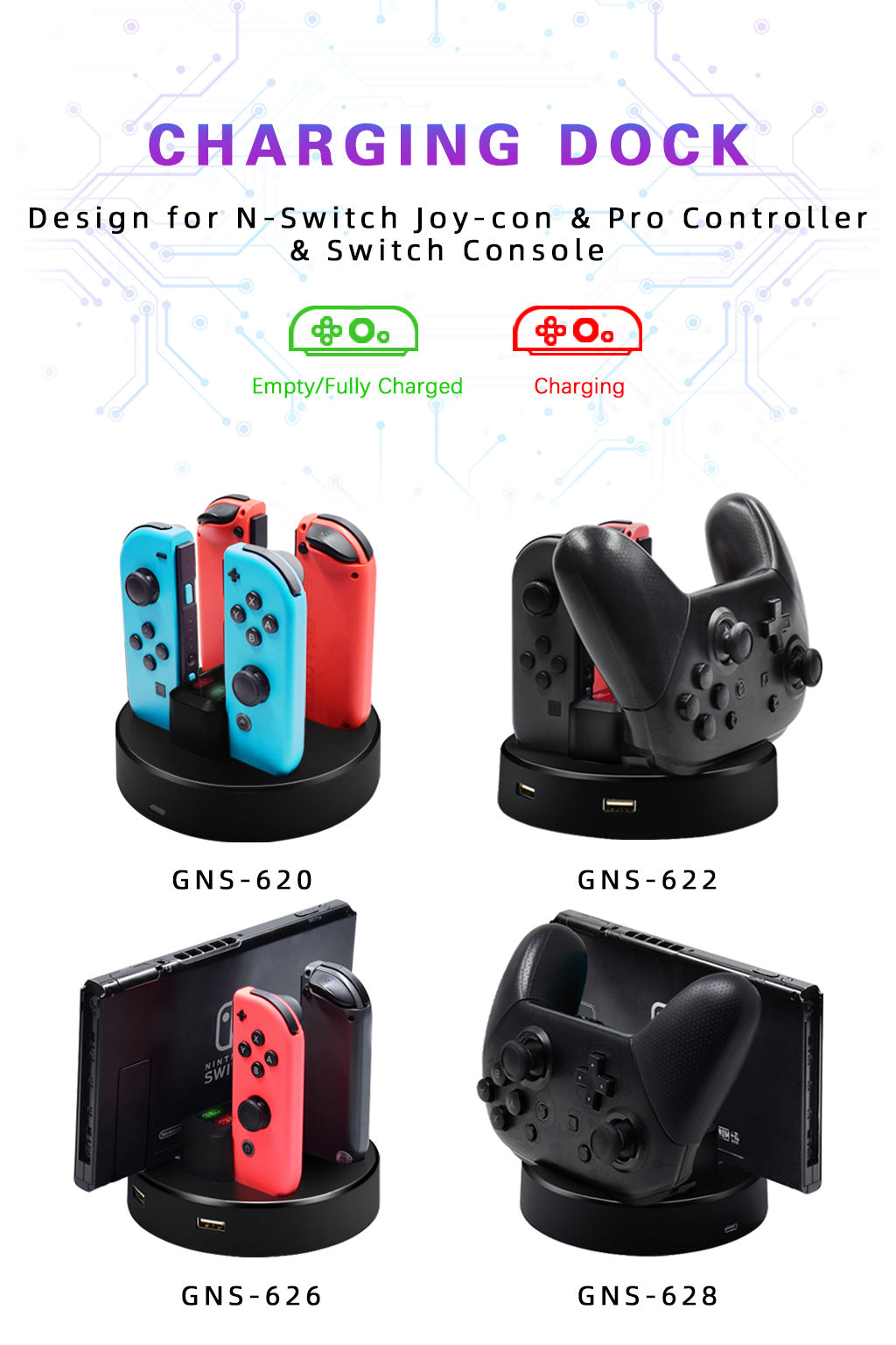 Switch joy con seat charger for Nintendo switch Pro handle host charging base 5in1