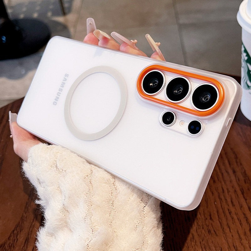 Metal lens for Samsung S26ultra phone case, new S26+  S25 Ultra protective case transparent magnetic full-coverage shockproof ultra-thin S25ultra women's premium hard case phone accessories