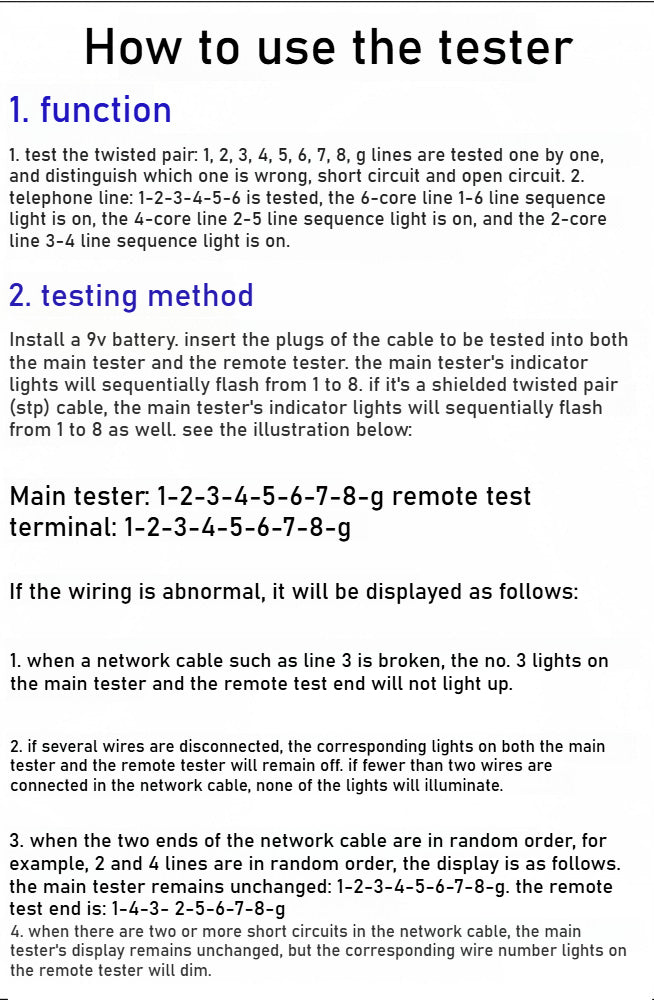 RJ45 RJ11 Cable Tester crystal head network cable tester multi-function line check RJ11 telephone detector line tester network line tester repair tools