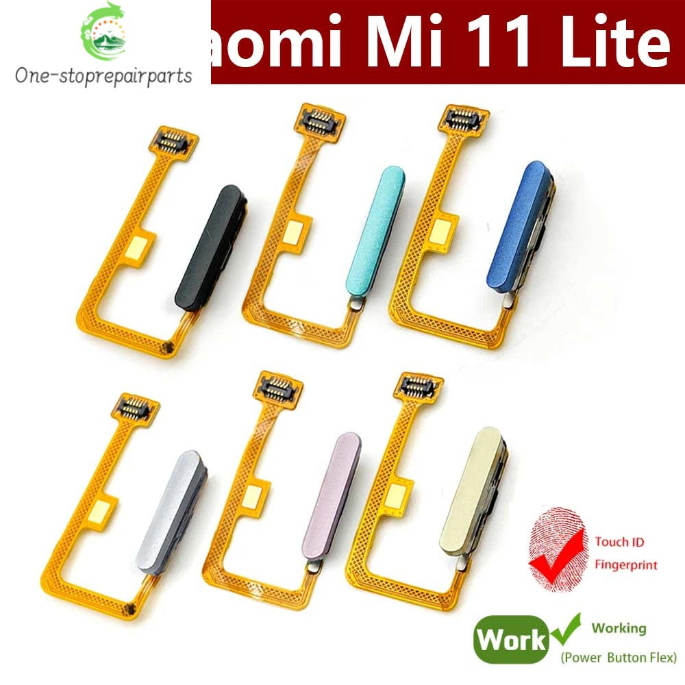 New For Xiaomi Mi 11 Mi11 Lite Fingerprint Sensor Home Return Key Menu Button Flex Ribbon Cable Black White Blue Green Xiaomi  Xiao mi phone repair parts