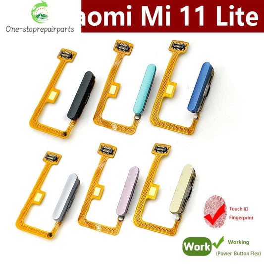 New For Xiaomi Mi 11 Mi11 Lite Fingerprint Sensor Home Return Key Menu Button Flex Ribbon Cable Black White Blue Green Xiaomi  Xiao mi phone repair parts