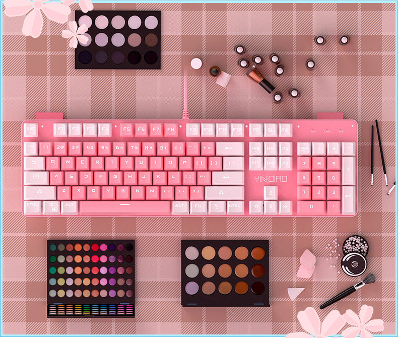 Accessories Mechanical Keyboard Girls Internet celebrities Girls Pink Blue Round Keys Games Punk Style