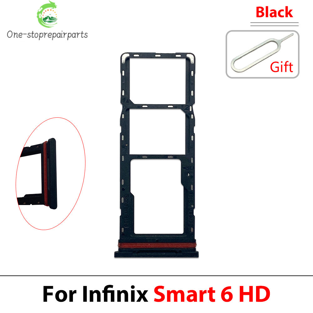 10Pcs, Sim Card slot tray Holder repair parts For Infinix Smart 6 7 HD Plus  infinix phone repair parts