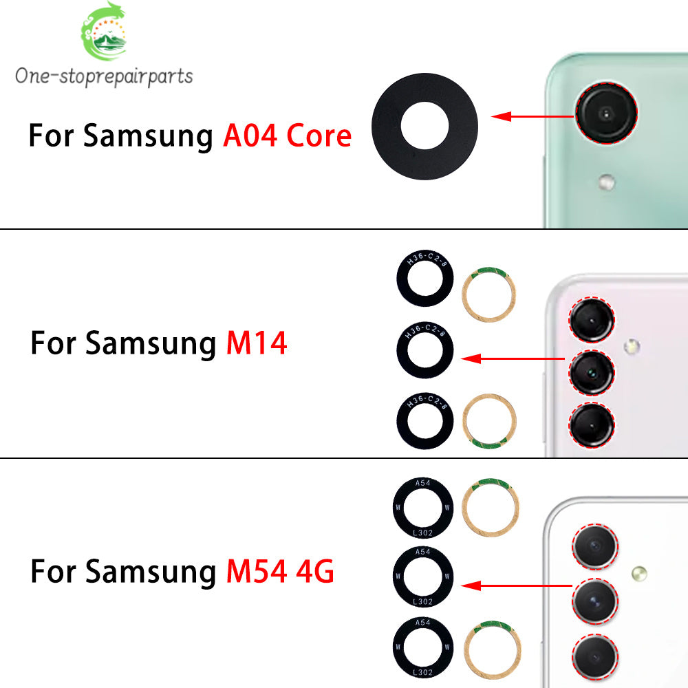 100Pcs Rear Back Camera Glass Lens For Samsung A03 A03s A04 Core A04s A04E A14 A24 A34 A54 A13 A23 4G 5G With Ahesive Samsung phone repair parts