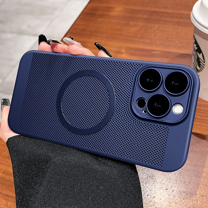 For iPhone 16Promax mobile phone case new iphone15pro protective case 17Promax ultra-thin breathable 13 heat dissipation magnetic suction 12 all-inclusive 14 men's and women's 8plus matte simple hard case Phone accessories