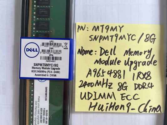 DELL  MT9MY SNPMT9MYC/8G Dell Memory Medule Upgrade A9654881 1RX8 2400MHz  8G DDR4 UDIMM ECC