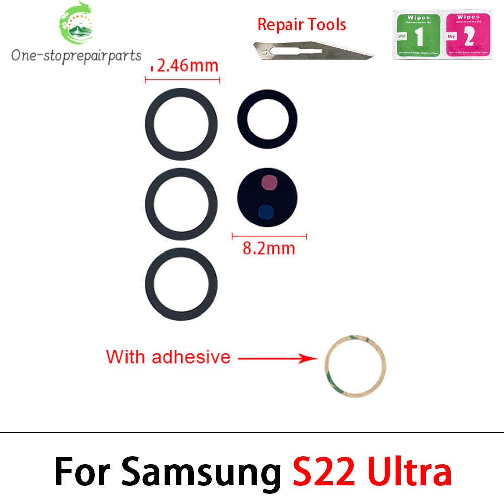 New Back Rear Camera Glass Lens For Samsung A32 A52 A72 A82 S21 S22 S23 Plus Ultra With Adhesive Repacement Parts Samsung phone repair parts