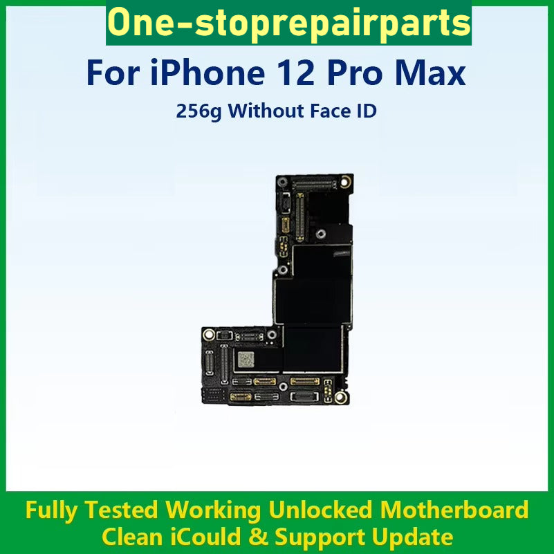 Fully Tested Authentic Motherboard For iPhone 12 Pro Max 128g/256g Unlocked Mainboard With Face ID Cleaned iCloud Fast Shipping iPhone phone repair parts