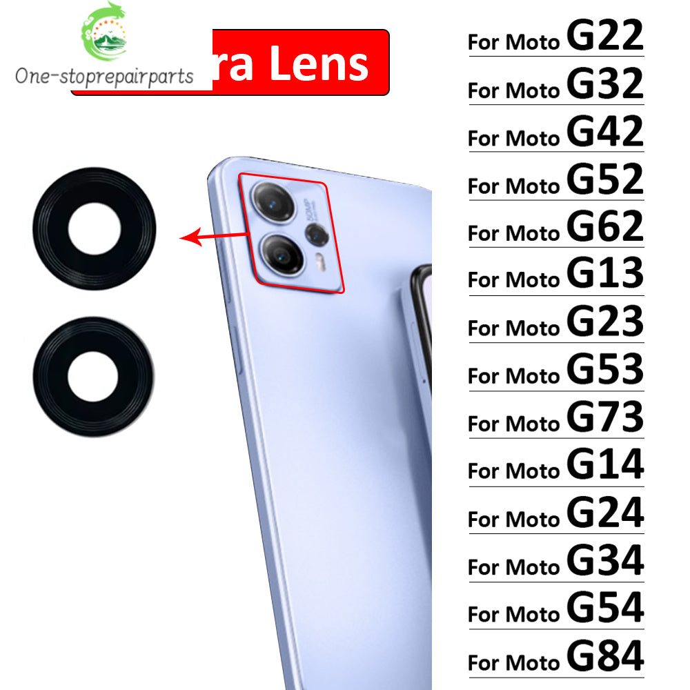 Rear Back Camera Glass Lens With Adhesive For Motorola Moto G22 G32 G42 G52 G62 G13 G23 G53 G73 G14 G24 G34 G54 G84 G04 G82 5G Motorola phone repair parts