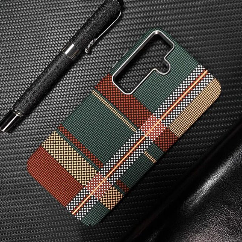 For Samsung S25Ultra Mobile Phone Case S24Ultra Kevlar 600D Skin Sense Hard Case S25 Premium S23 Anti-drop Galaxys24 + Built-in Magsafe Magnetic Case Hard Case Phone accessories