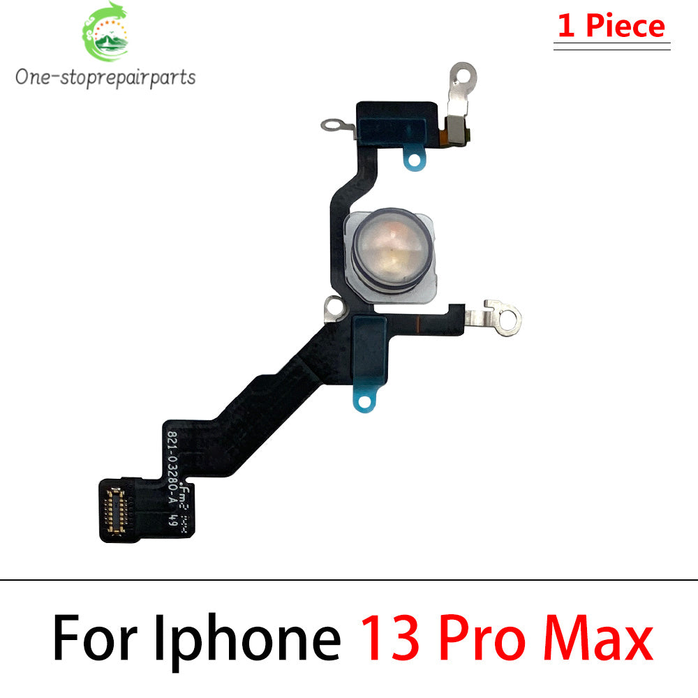 10Pcs, New For iPhone 12 13 14 15 Pro Max Mini Plus Flash Light Lamp Flex Cable LED Flashlight With Microphone iPhone phone repair parts