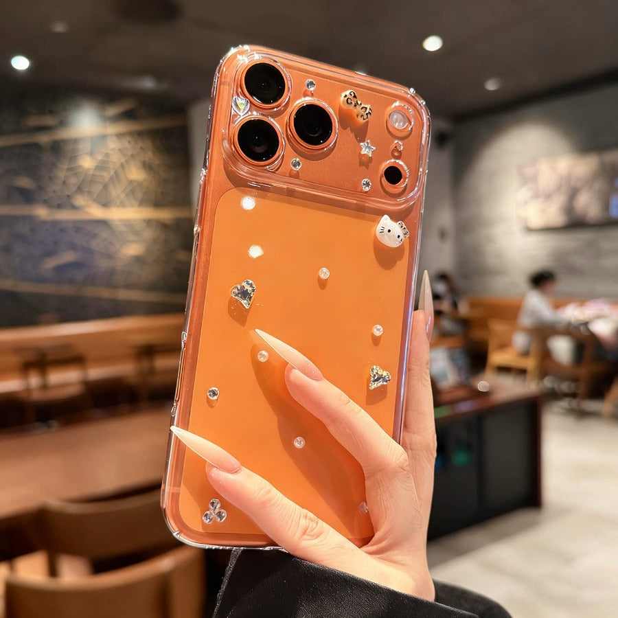 For iPhone 17promax mobile phone case new three-dimensional diamond iPhone17Pro lens all-inclusive transparent cute 16 anti-drop female protective case 15plus Air hard case Phone accessories