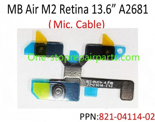 New 821-04114-02 for MacBook Air Retina 13.6" M2 A2681 Mic. Microphone Flex Cable EMC4074 2022 Year
