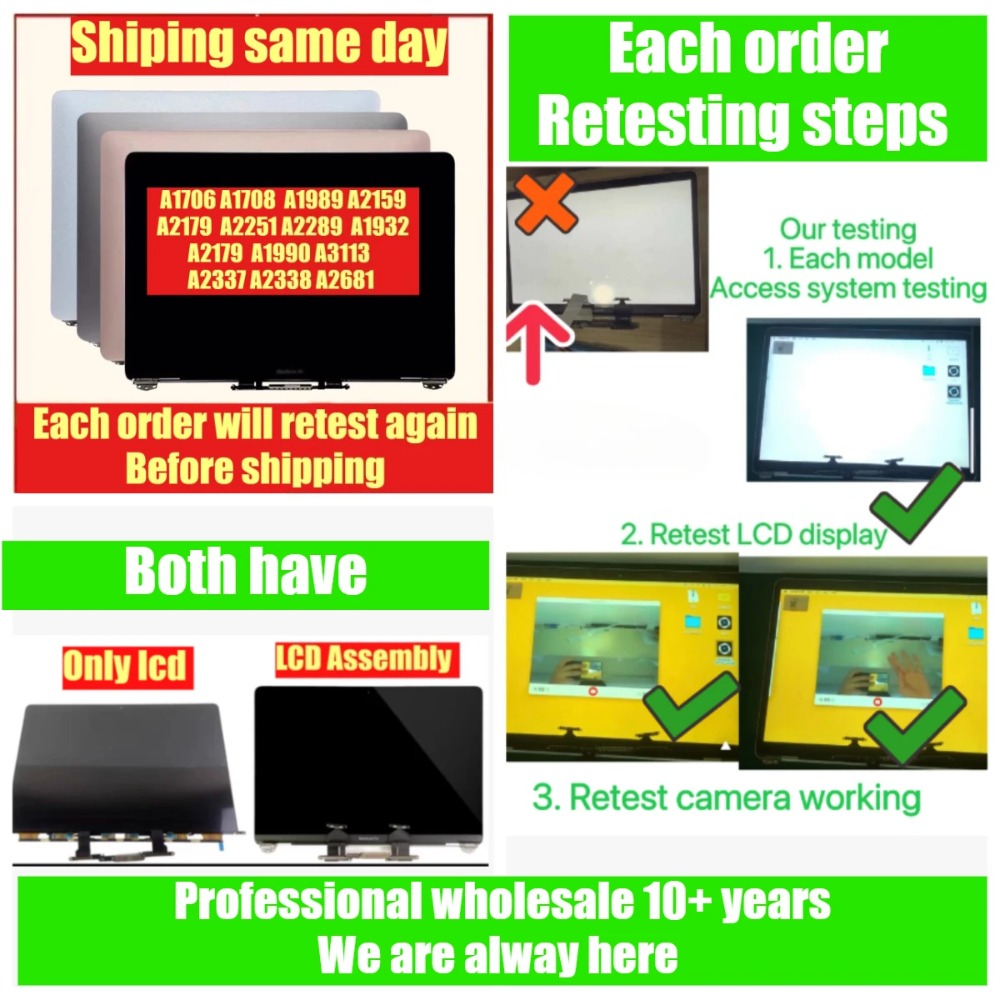 LCD screen dispaly for MacBook Air A2681 A3113 A3240 LCD screen assembly  top half