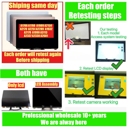 LCD screen dispaly for MacBook Air A2681 A3113 A3240 LCD screen assembly  top half
