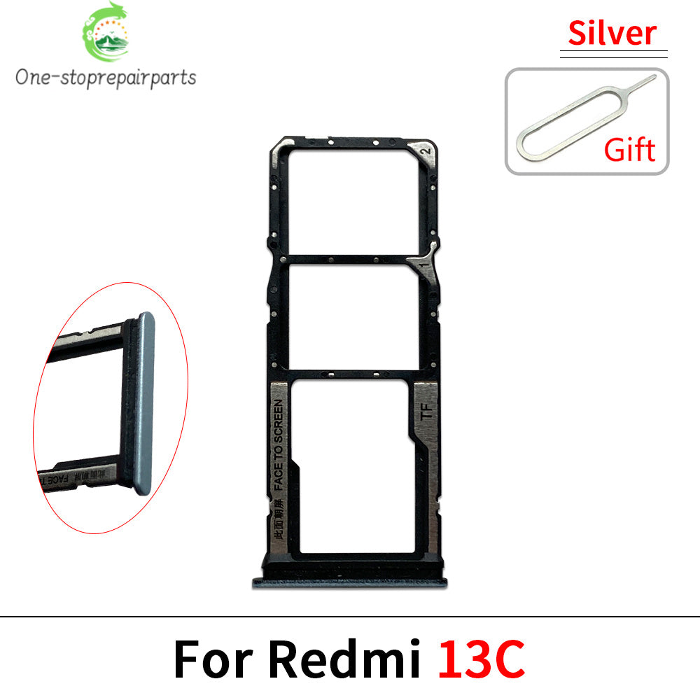 10Pcs ，SIM Card Tray Slot Holder Adapter Accessories For Xiaomi Redmi 12 12C 13 13C 14C Replacement Spare Parts Xiaomi  Xiao mi phone repair parts