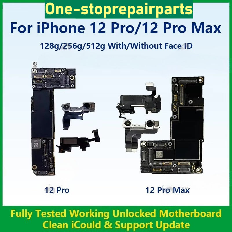 Fully Tested Authentic Motherboard For iPhone 12 64g/128g/256g Unlocked Mainboard With Face ID Cleaned iCloud Support Update iPhone phone repair parts