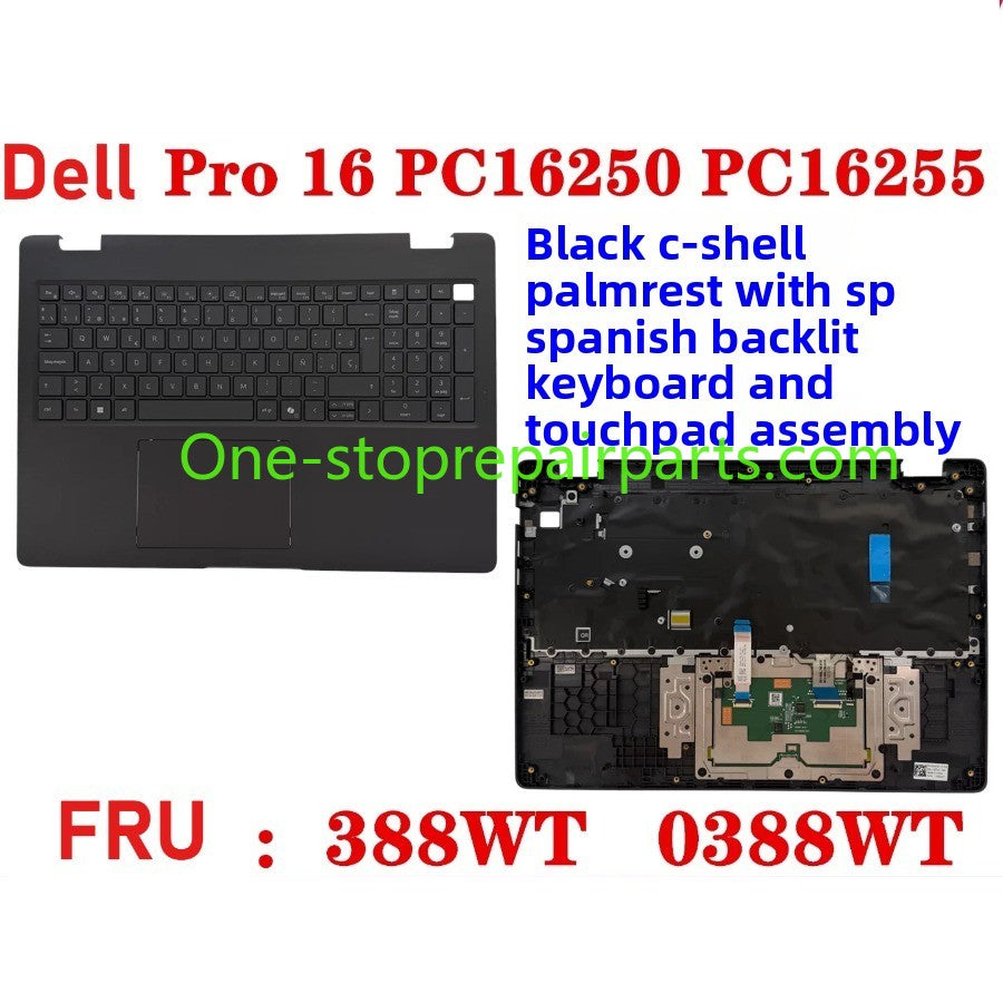 Cover case Keyboard for Dell Pro 16 PC16250 PC16255 Cover case for Dell Pro 16 PC16255 PC16250 LCD Back Cover Bezel frame topcase palmrest upper bottom HINGE 0V1T1X 0388WT 0Y55N3 099TK0 006R8M Dell laptop repair parts