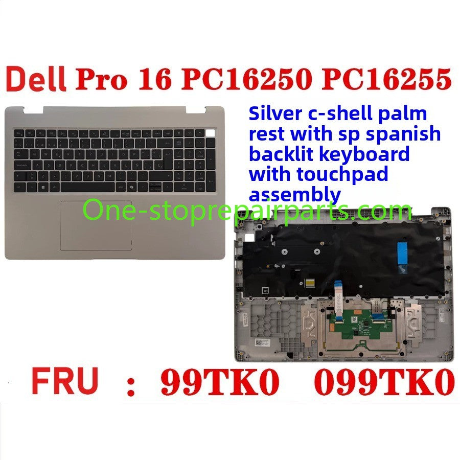 Cover case Keyboard for Dell Pro 16 PC16250 PC16255 Cover case for Dell Pro 16 PC16255 PC16250 LCD Back Cover Bezel frame topcase palmrest upper bottom HINGE 0V1T1X 0388WT 0Y55N3 099TK0 006R8M Dell laptop repair parts