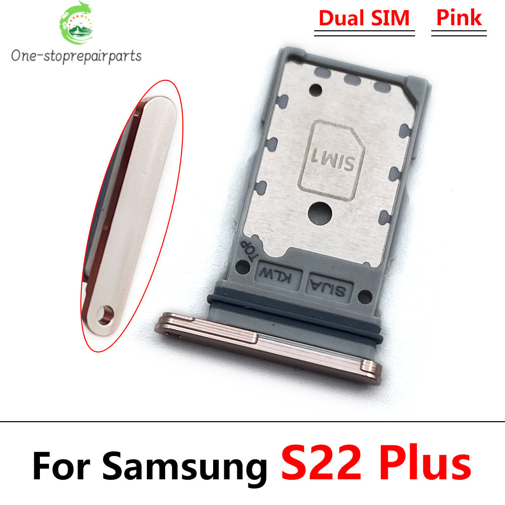 10Pcs/Lot, Micro Nano Dual SIM Card Holder Tray Slot Holder Adapter Socket For Samsung S22 / S22 Plus / S22 Ultra Samsung phone repair parts