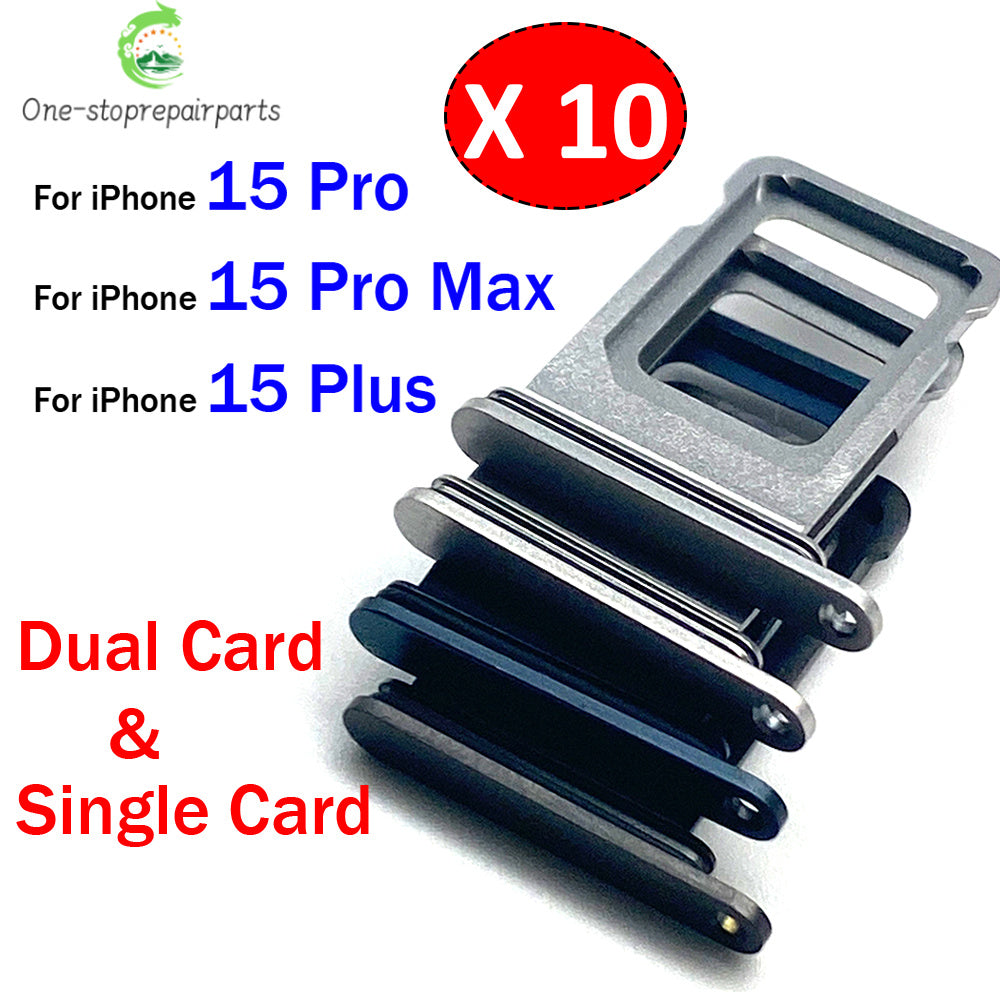10Pcs, Dual SIM & Single SIM Card Slot SD Card Tray Holder Adapter For iPhone 15 Pro Max Plus iPhone phone repair parts