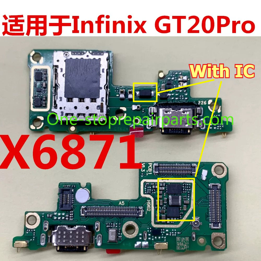 Charging port board with IC for Infinix GT20 Pro X6871 Charging USB microphone tail plug small board