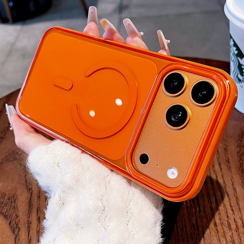 Transparent jelly magnetic suction for iPhone 17promax mobile phone case New iPhone16 women's large hole frame dopamine anti-drop protective case 15pro simple niche case Phone accessories