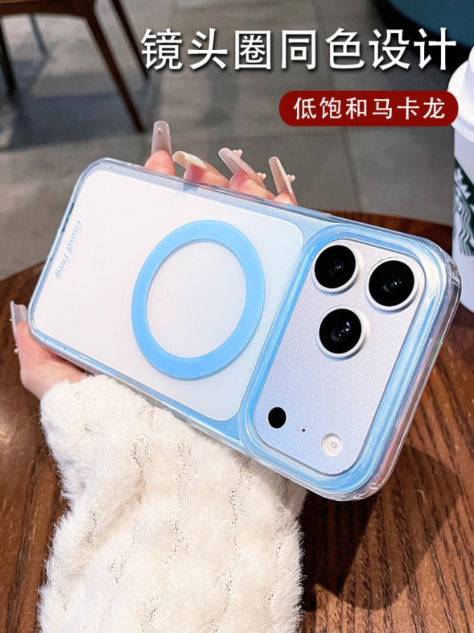 Macaron gradual change magnetic suction for iPhone 17promax mobile phone case new iPhone160 spring and summer smudge gradual change magnetic suction case 15pro girl heart case Phone accessories