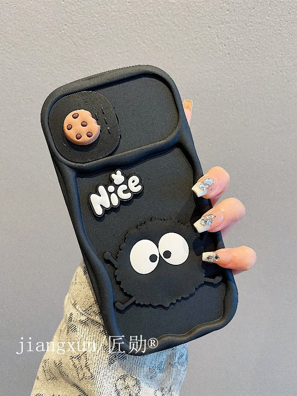 Accessories for iphone15promax phone case 13/14 fun cute sliding window coffee briquettes 14promax Phone accessories