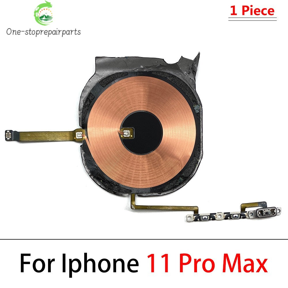 Wireless Charging Coil Sticker With Power Volume Flex Cable For iPhone 11 12 13 14 15 Pro Max Wireless Charger Panel iPhone phone repair parts