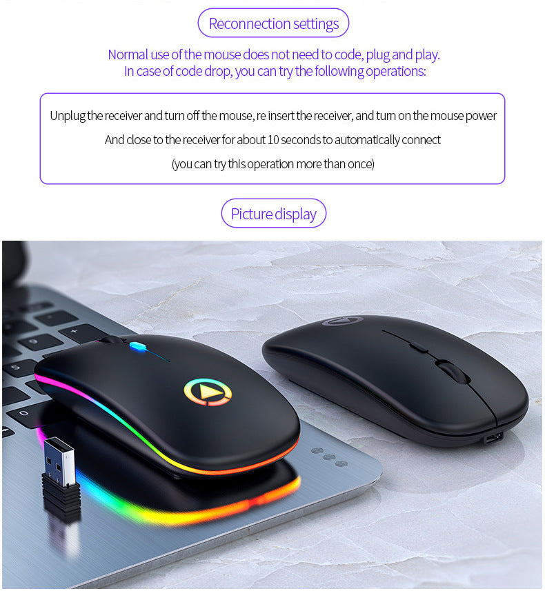 Silver Condor A2 silent wireless mouse charging bluetooth luminous computer accessories office