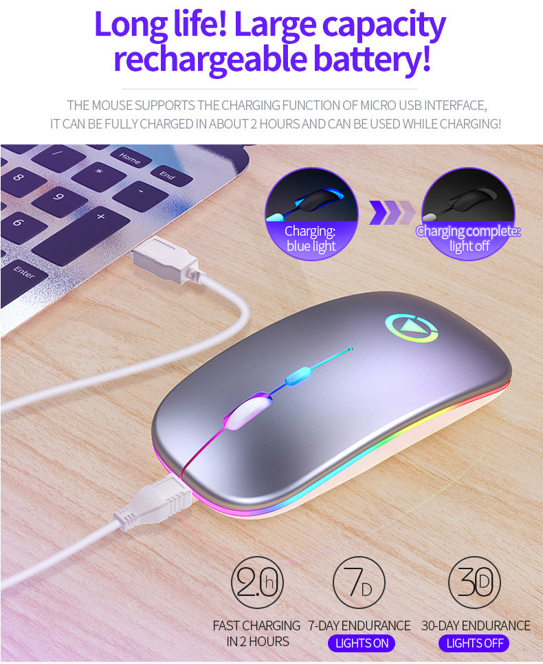 Silver Condor A2 silent wireless mouse charging bluetooth luminous computer accessories office