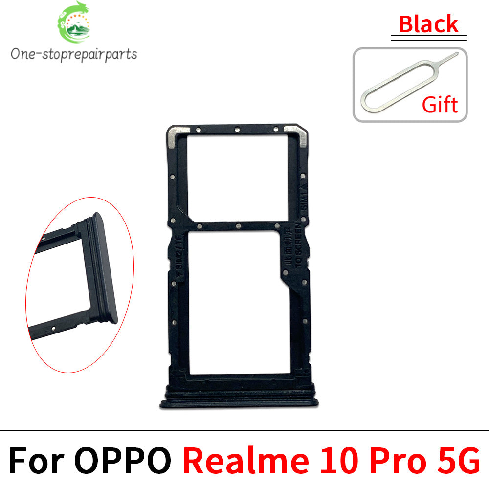 10Pcs, Micro Nano SIM Card Holder Tray Slot Holder Adapter Socket For OPPO Realme 10 10s 11 12 Pro Plus 4G 5G Realme phone repair parts
