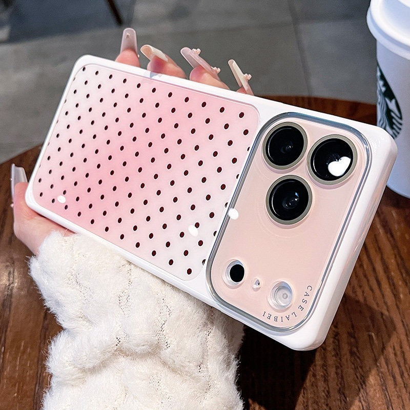 Square shell polka dot for iPhone 17promax mobile phone case The new iPhone16 seconds becomes larger Windows gradually change smudge women's case 15pro integrated lens film case Phone accessories
