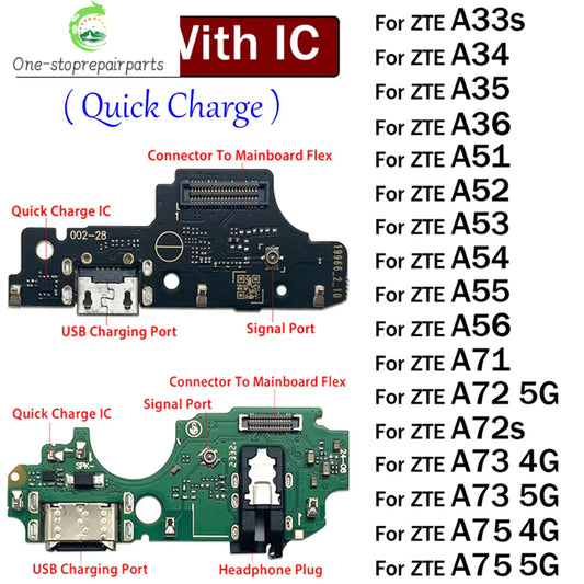 Dock Connector USB Charger Charging Board Port Flex Cable For ZTE A33s A34 A35 A55 A51 A52 A53 A54 A71 A72 A73 A75 A36 A56 4G 5G ZTE phone repair parts