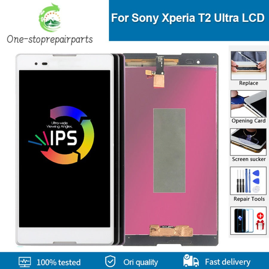 6.0" Original LCD For Sony Xperia T2 Ultra D5303 D5322 D5306  lcd Display Touch Screen With Frame Digitizer Assembly Replacement Sony phone repair parts