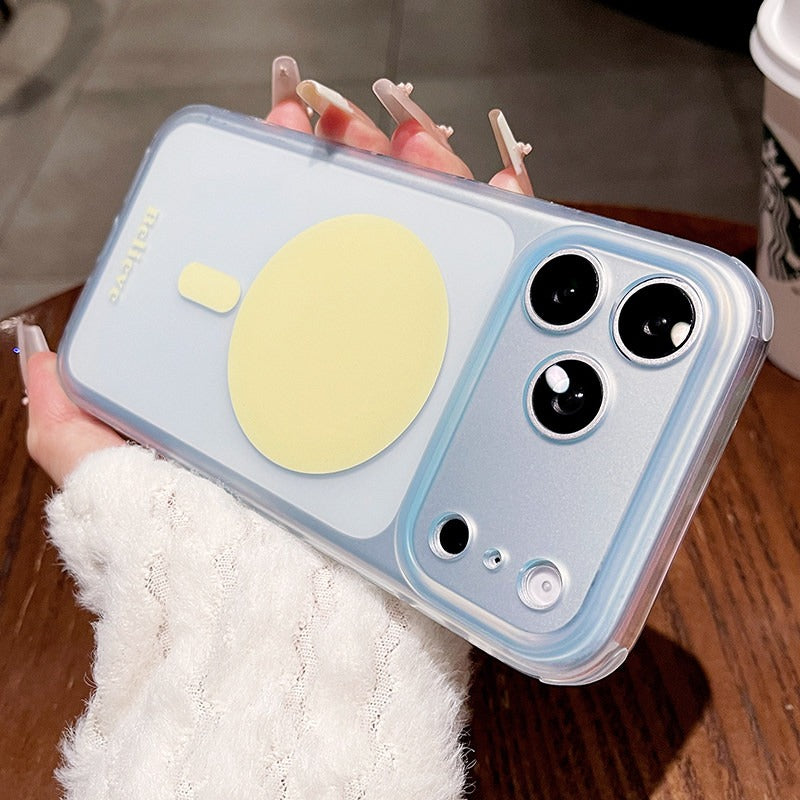 Frosted contrasting magnetic suction for iPhone 17promax mobile phone case New iPhone16 semi-transparent creative magnetic suction ring Strong magnetic adsorption 15pro simple ins wind women's shell Phone accessories