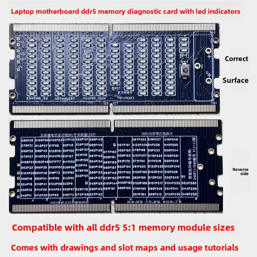 DDR5 memory with light detection card, test, memory slot detection, notebook maintenance test tool laptop repair tools