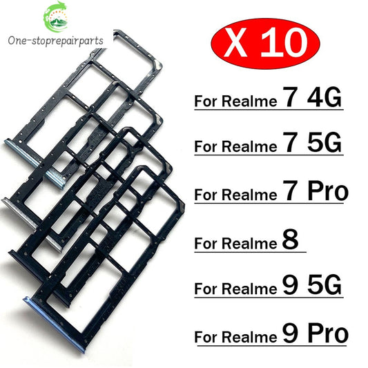 10Pcs, SIM Card Tray Slot Holder Adapter Accessories For OPPO Realme 7 8 9 Pro 4G 5G Realme phone repair parts