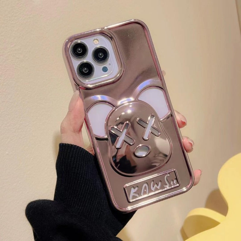 Accessories for iPhone14/13promax anti-drop hollow three-dimensional violent bear solid color female new mobile phone case Phone accessories