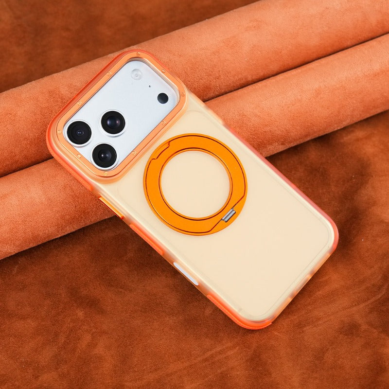Metal frame for iPhone 18Pro magnetic mobile phone case iPhone17ProMax rotating 360 bracket 16/15pm all-inclusive anti-drop 14 skin matte contrasting color non-slip protective case Phone accessories