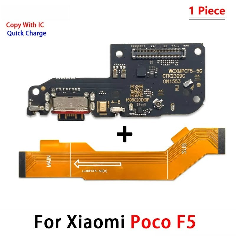 10Pcs/Lot, USB Charging Board Connector Port Dock Flex Cable For Xiaomi Poco F1 F2 F3 F4 F5 X3 X4 X5 X6 M3 M4 M5s Pro 4G 5G GT  Xiaomi  Xiao mi phone repair parts