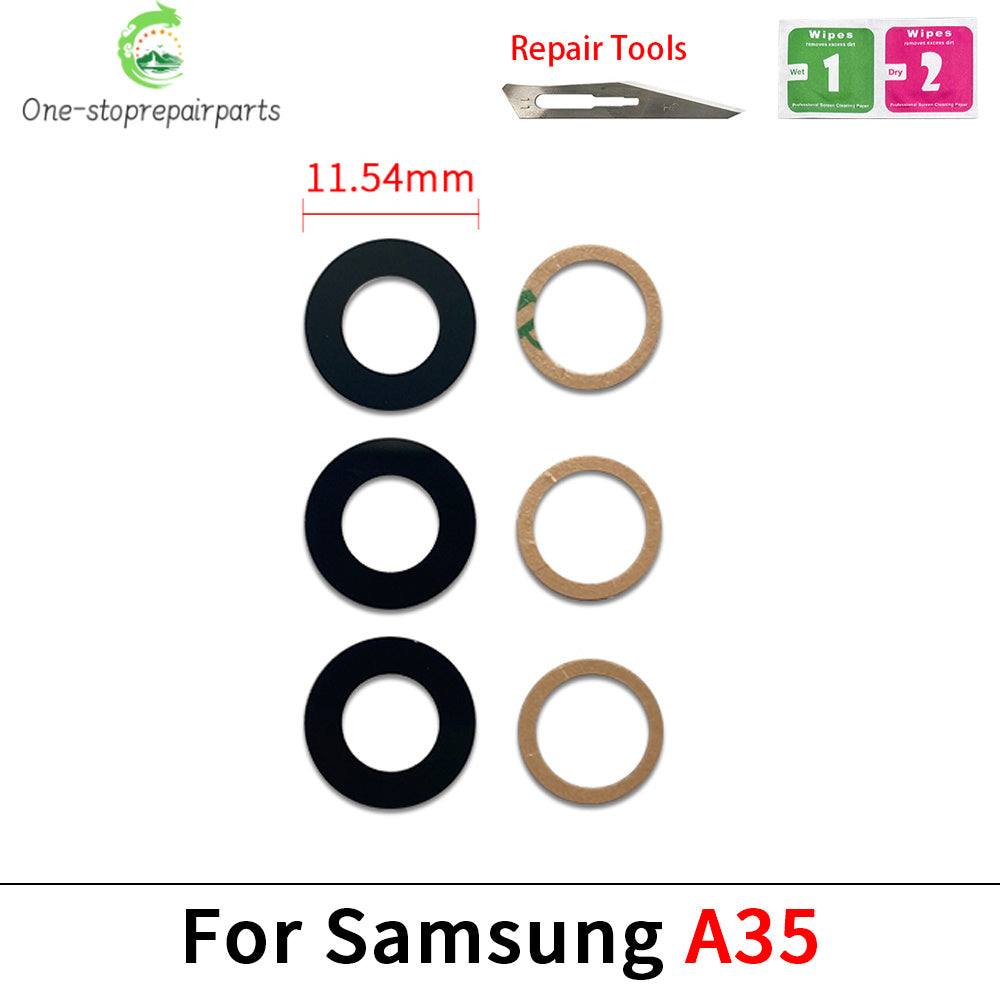 New Rear Back Camera Glass Lens For Samsung A04 A04s A04e A14 A24 A34 A54 A05 A05s A15 A25 A35 A55 4G 5G With Adhesive