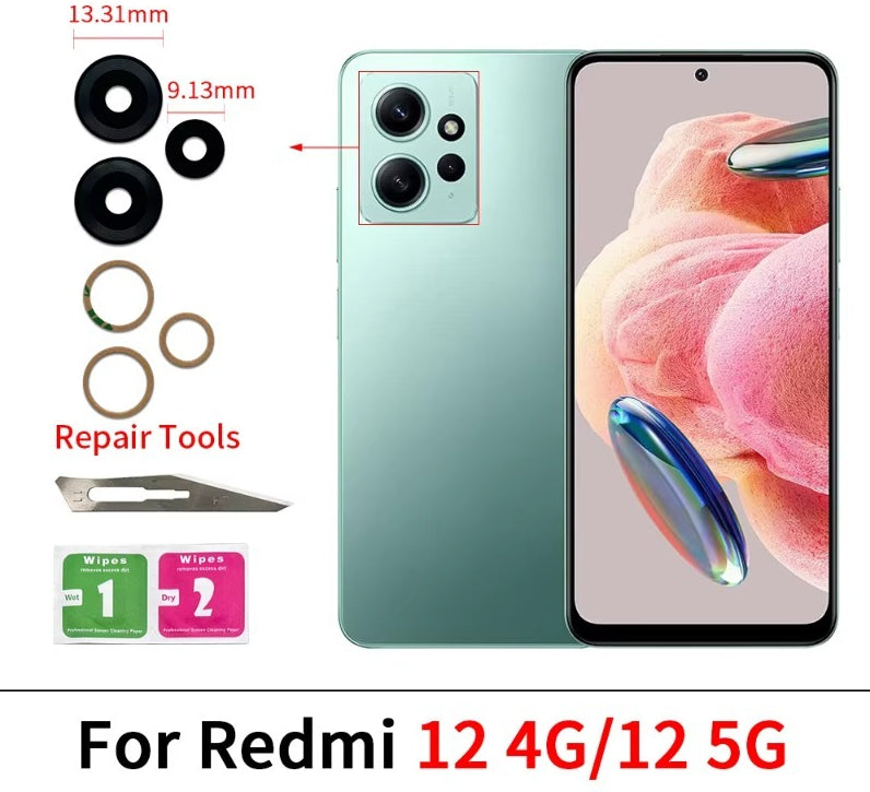 Rear Camera Glass Lens For Xiaomi Redmi 6 6A 7 7A 8 8A 9 9A 9C 9T 10 10A 10C 12 12C 13 13C 4G 5G Camera Glass Replacement Parts Xiaomi  Xiao mi phone repair parts