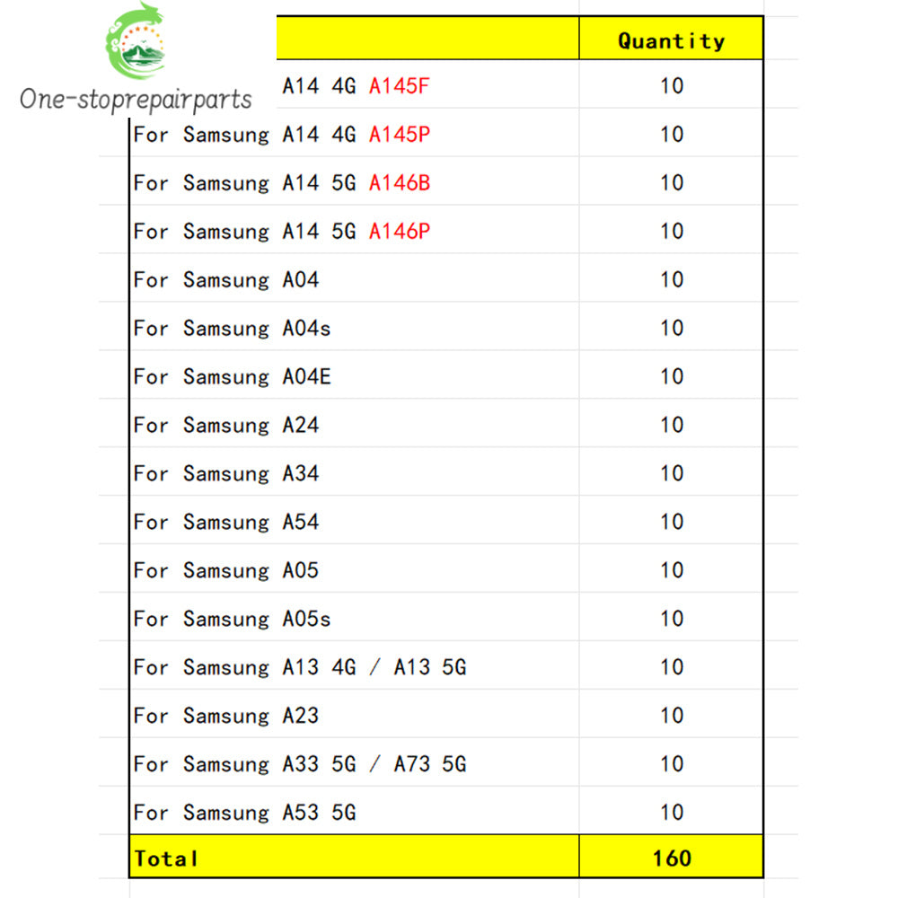 100Pcs,  Micro USB Connector Charging Port Jack Plug For Samsung A14 A04 A04s A04E A24 A34 A54 A05 A05s A13 A23 A33 A53 4G 5G Samsung phone repair parts