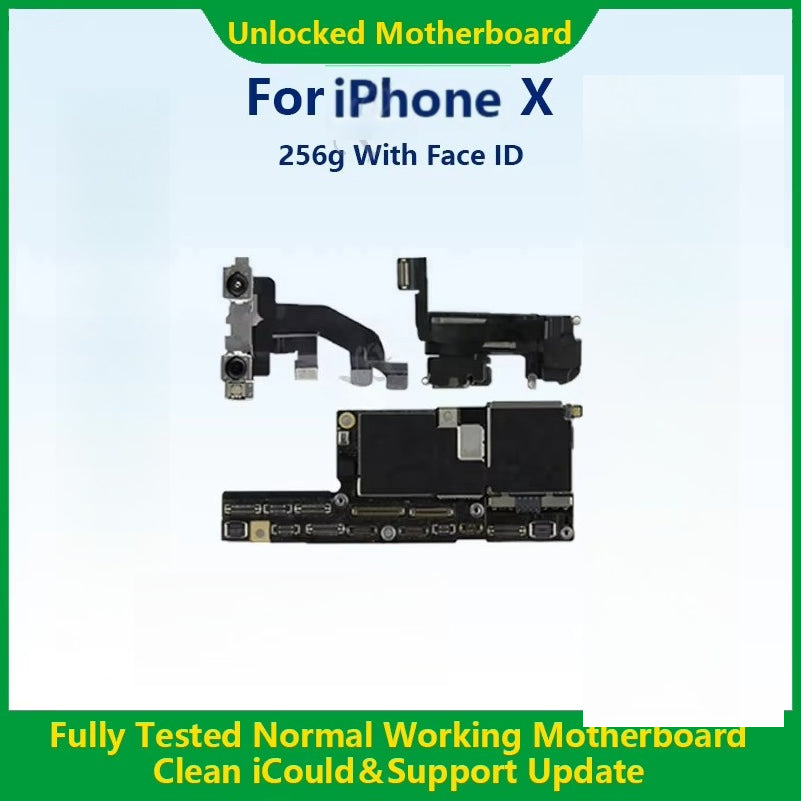 100%Working Mainboard For iPhone X/XR/XS Max With Face ID Fully Tested Cleaned iCloud And Unlocked Motherboard Fast Shipping  iPhone phone repair parts