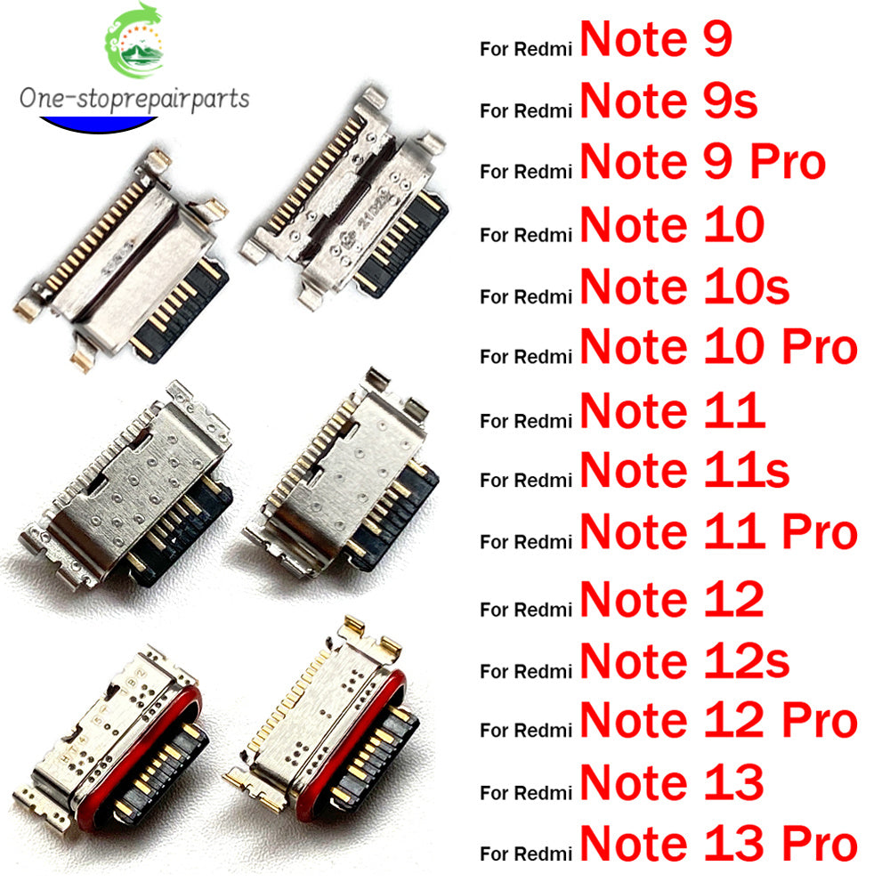 10Pcs, USB Jack Charging Socket Charger Port Dock Connector For Xiaomi Redmi Note 9 9s 10 10s 11 11s 12 12s 13 Pro Plus 4G 5G Xiaomi  Xiao mi phone repair parts