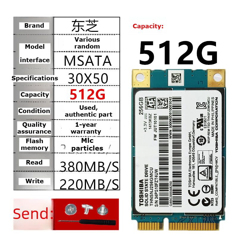 Laptop SSD for Samsung PM851 128G 256G 512G MSATA  TLC  MLC  64G 32G Toshiba Hynix Kingston Micron SanDisk solid state disk